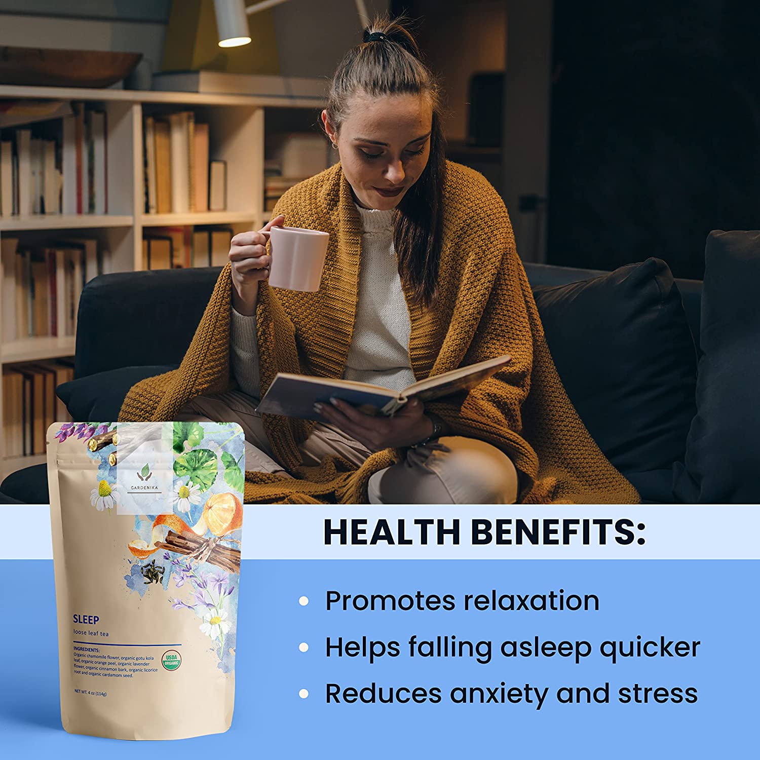 Sleep Tea – Organic Chamomile, Lavender & Gotu Kola Evening Blend