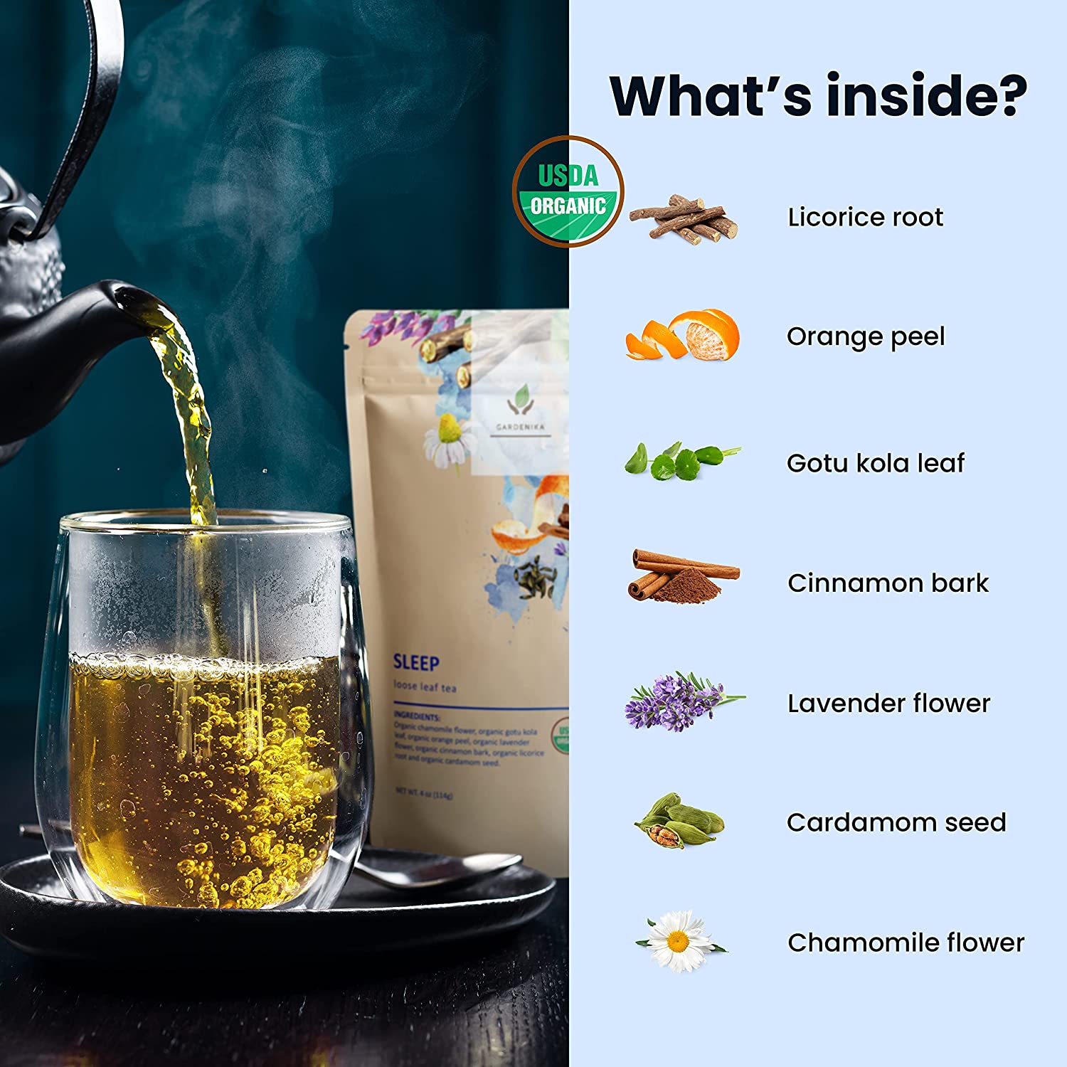 Sleep Tea – Organic Chamomile, Lavender & Gotu Kola Evening Blend