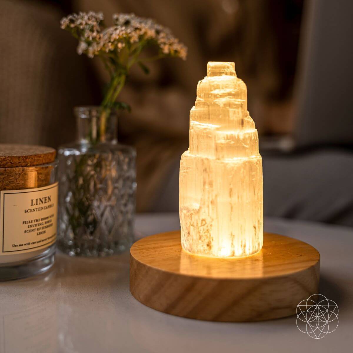 Selenite Cleansing Lamp – Crystal Nightlight for Sleep & Energy Cleansing